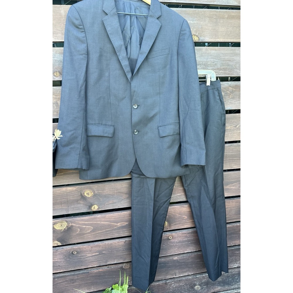 Mens‎ 40 R Hugo Boss Solid Black Modern Fit 100 % Wool Suit